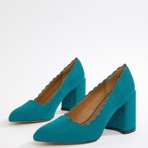ASOS Pointed Block Heels - Teal SIZE 9